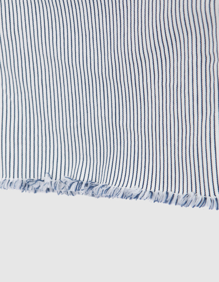 Weiße Damen-Jeansshorts Waterless feine blaue Streifen - IKKS