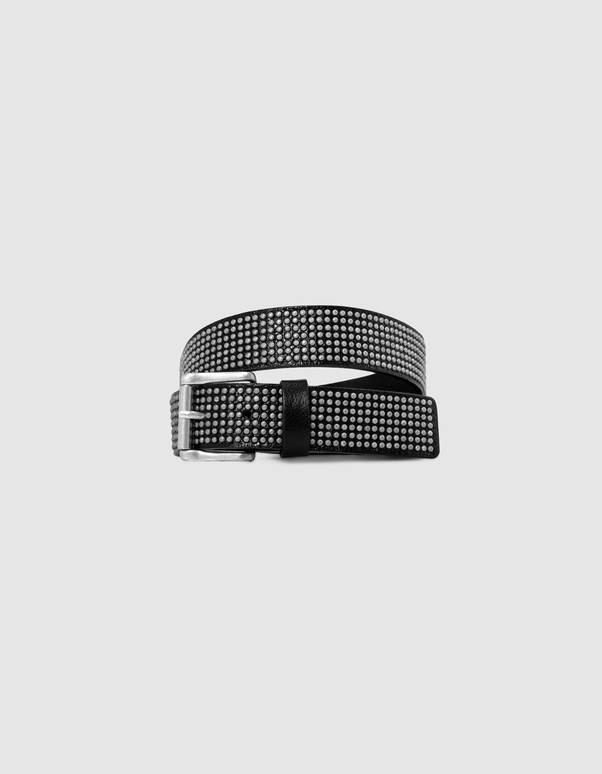 Women s all over micro studded leather black belt IKKS