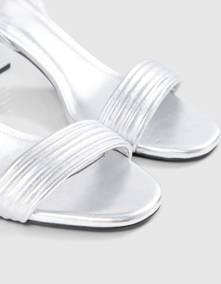 Sandalias tacón silver cuero metalizado - IKKS