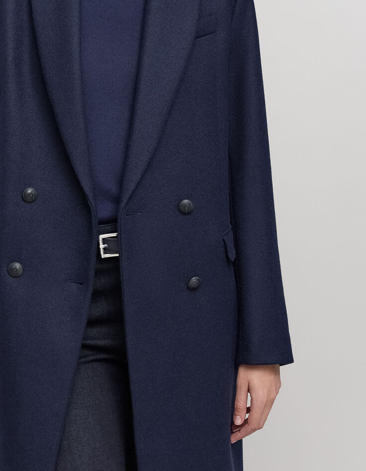 Women's long navy pea coat-5