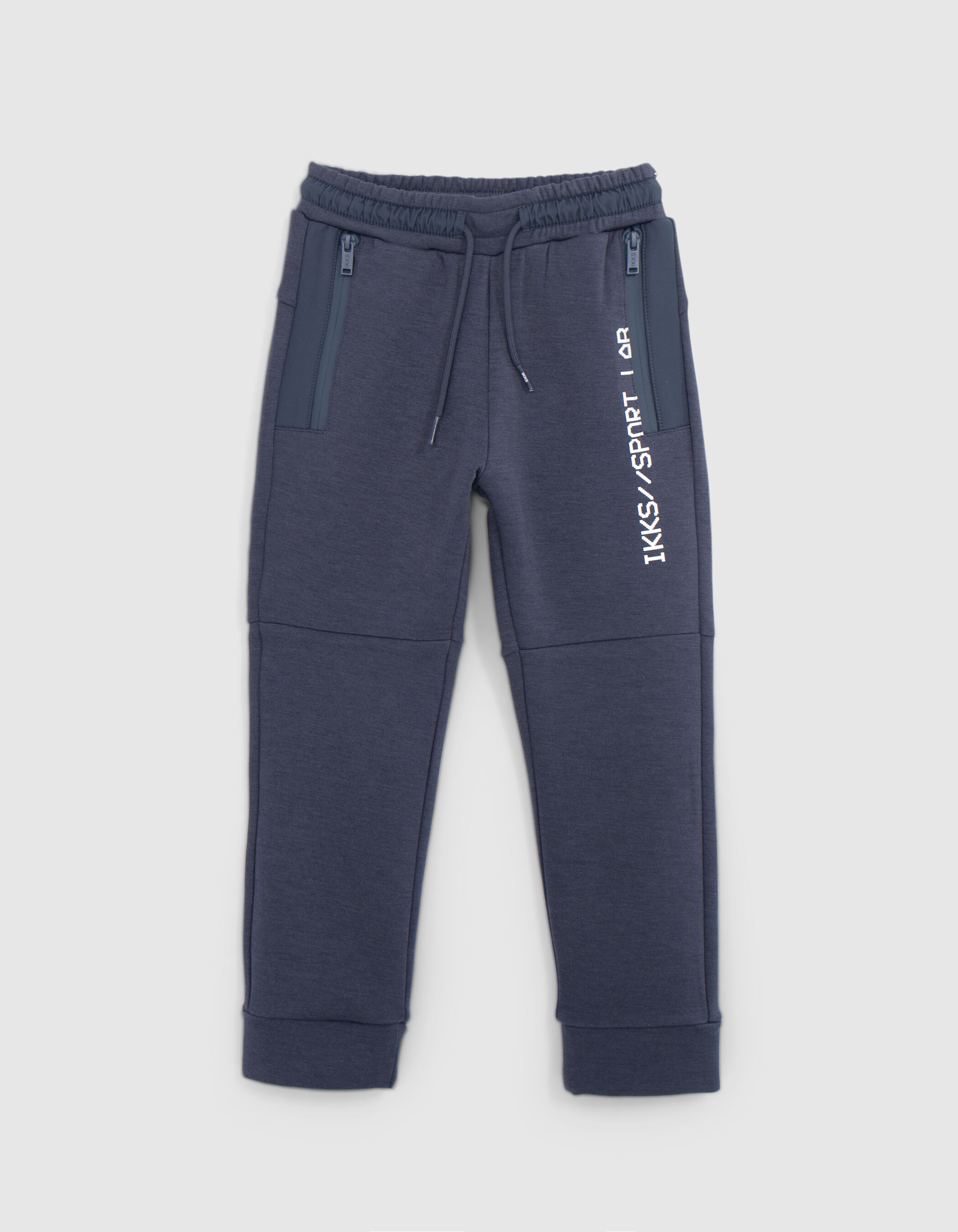 Boy s grey bi material jogging suit with zipped pockets IKKS