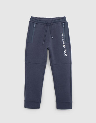 Grijs bi-materiaal joggingpak met rits voor jongens