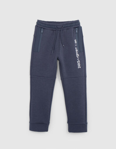 Boy's grey bi-material jogging suit with zipped pockets - IKKS
