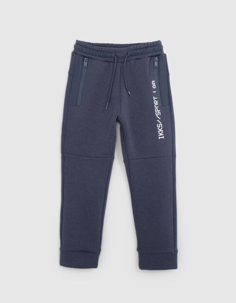 Boy's grey bi-material jogging suit with zipped pockets - IKKS