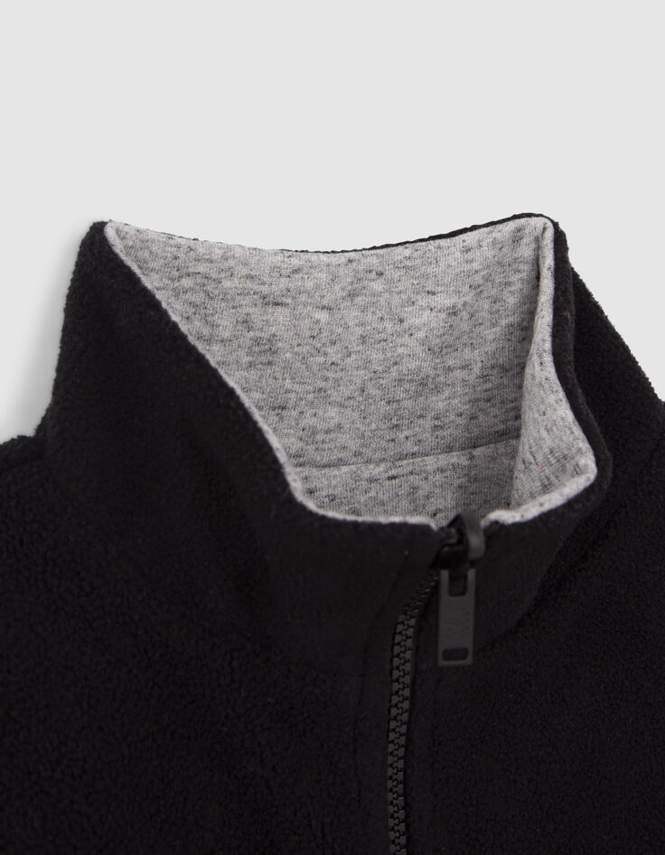 Cárdigan reversible coñac y gris jaspeado niño-3 Cárdigan reversible coñac y gris jaspeado niño-3
