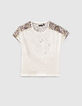 Wit T-shirt twee materialen Ecovero® kasjmier rug meisjes-2