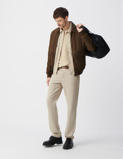 Men&rsquo;s bronze leather aviator jacket - IKKS