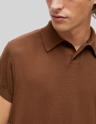 Pure Edition – Men’s amber openwork knit polo shirt
