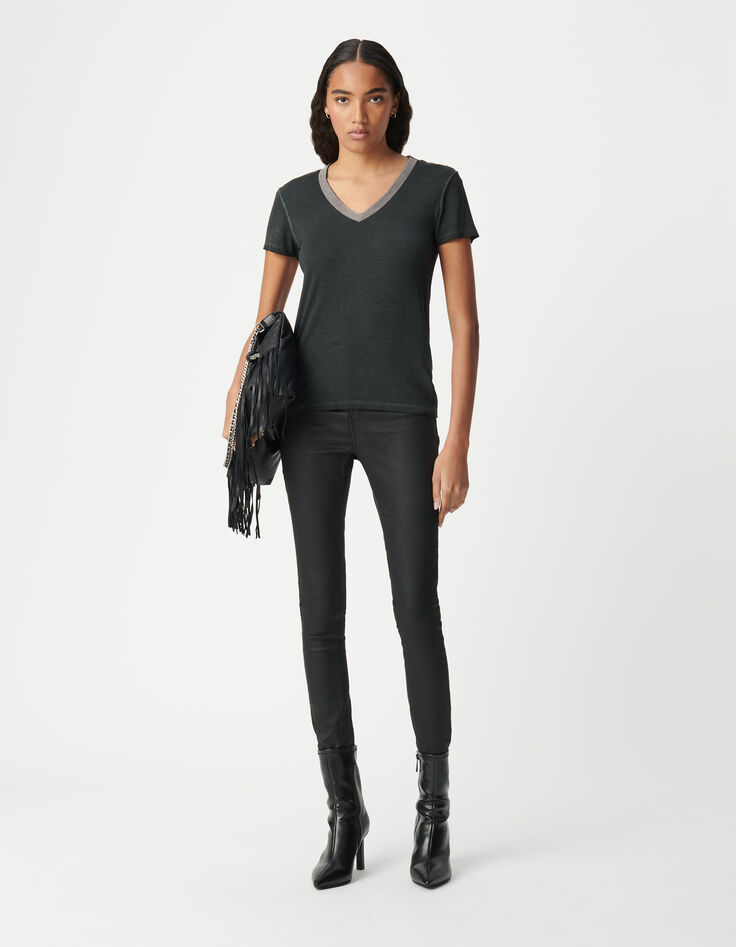 Tee-shirt black blue bijoux femme-1
