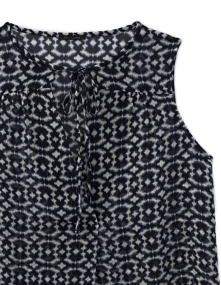 Top sans manches en voile imprimé géométrique femme-2