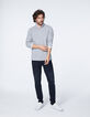 Polo gris punto piqué cuello camisero Hombre-5