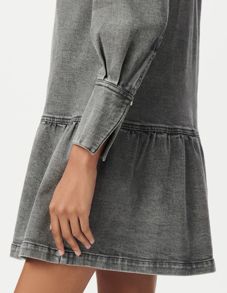 Vestido vaquero gris manga larga mujer-4 Vestido vaquero gris manga larga mujer-4