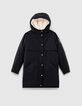 Schwarzer 3-in-1-M&auml;dchenparka und Wendeoberhemd mit Karos-1