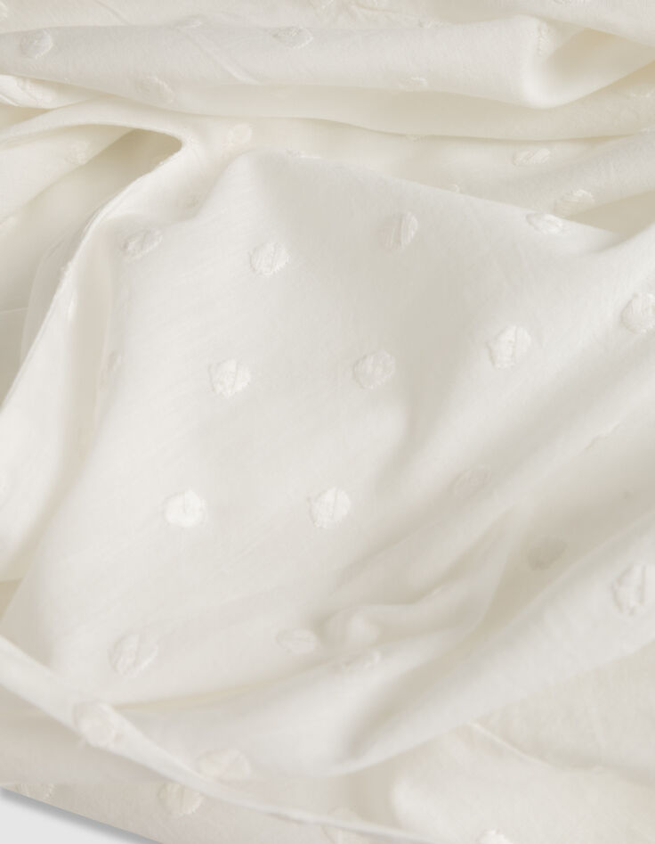 Blouse blanche col collerette à motif plumetis Femme -6