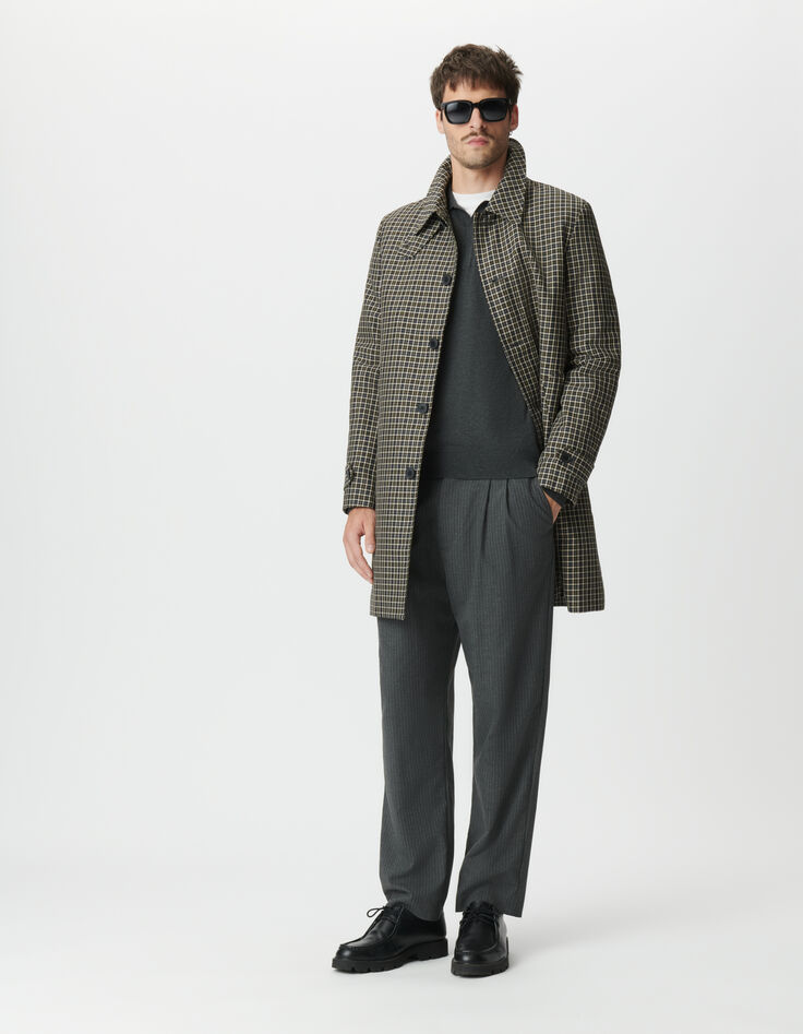 Khakifarbener Trenchcoat mit Karomuster Herren-5