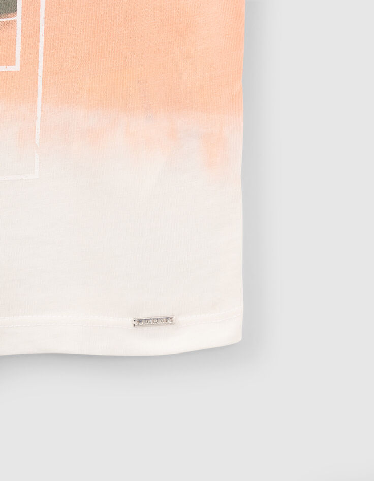 T-shirt blanc bio deep dye rose orange visuel vintage fille-3