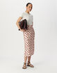 Rosa Damen-Midirock Satin Mundprint-1