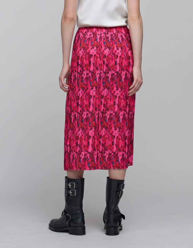 Roze plooirok met origamibloemenprint voor dames-4
