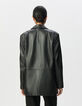 Veste de tailleur oversize noire cuir Femme-4