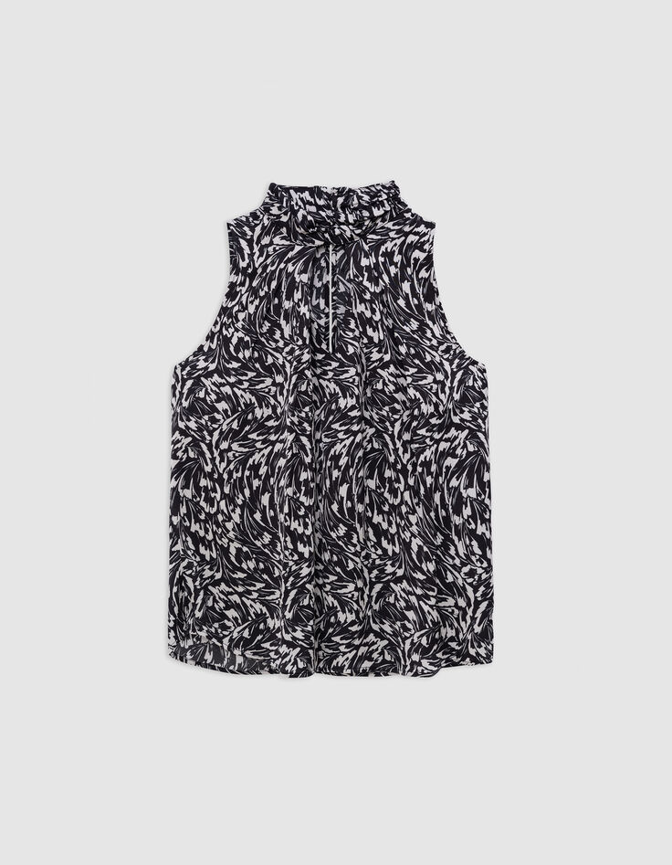 Top negro de mujer con estampado floral minimalista LENZING&trade; ECOVERO&trade;.-5