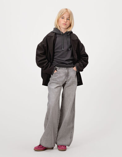 Grau gewaschene Mädchen-Large-Jeans - IKKS