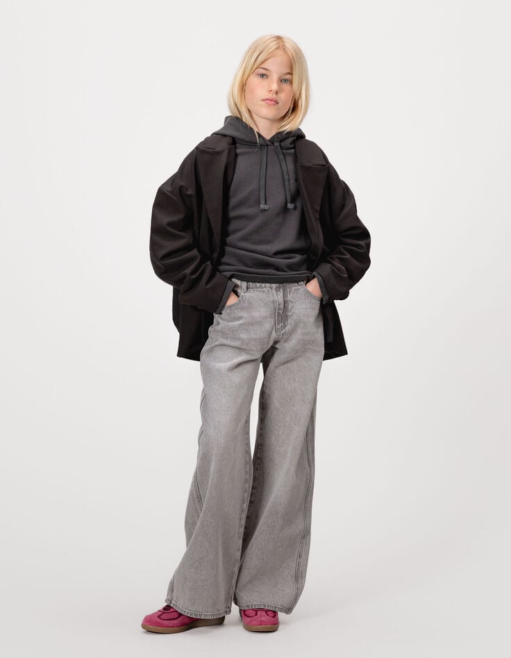 Grau gewaschene Mädchen-Large-Jeans-1