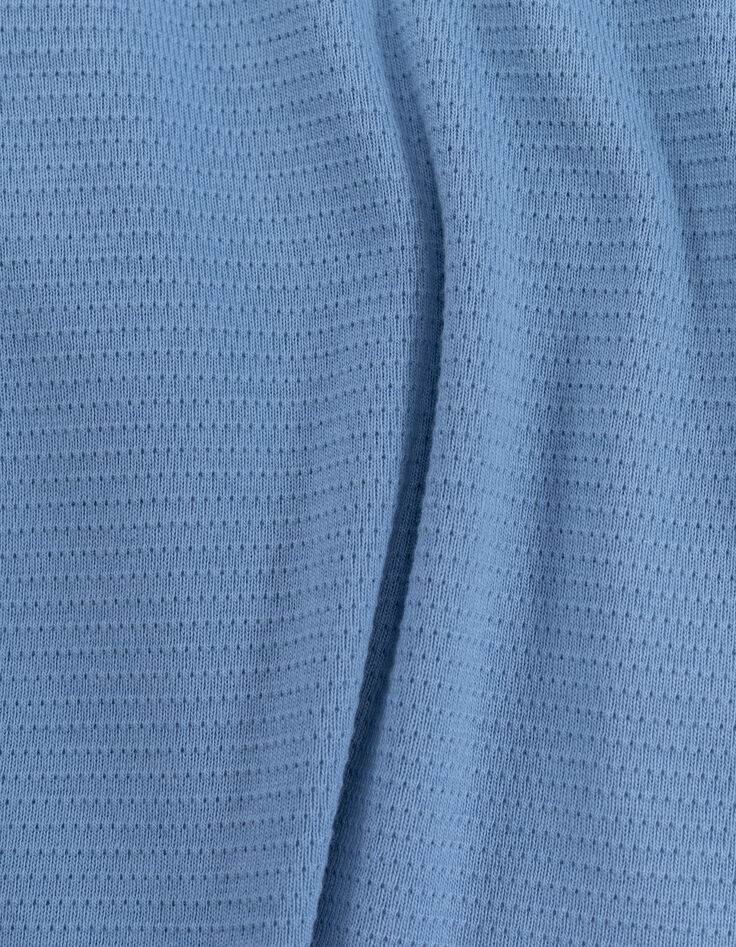 Blue jacquard boy's embroidered pocket T-shirt-8