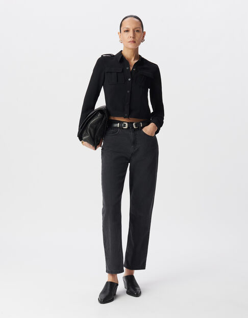 Chemise noire recyclée poches poitrine Femme - IKKS
