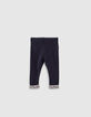 Leggings navy con vuelta de microflores bebé niña-3