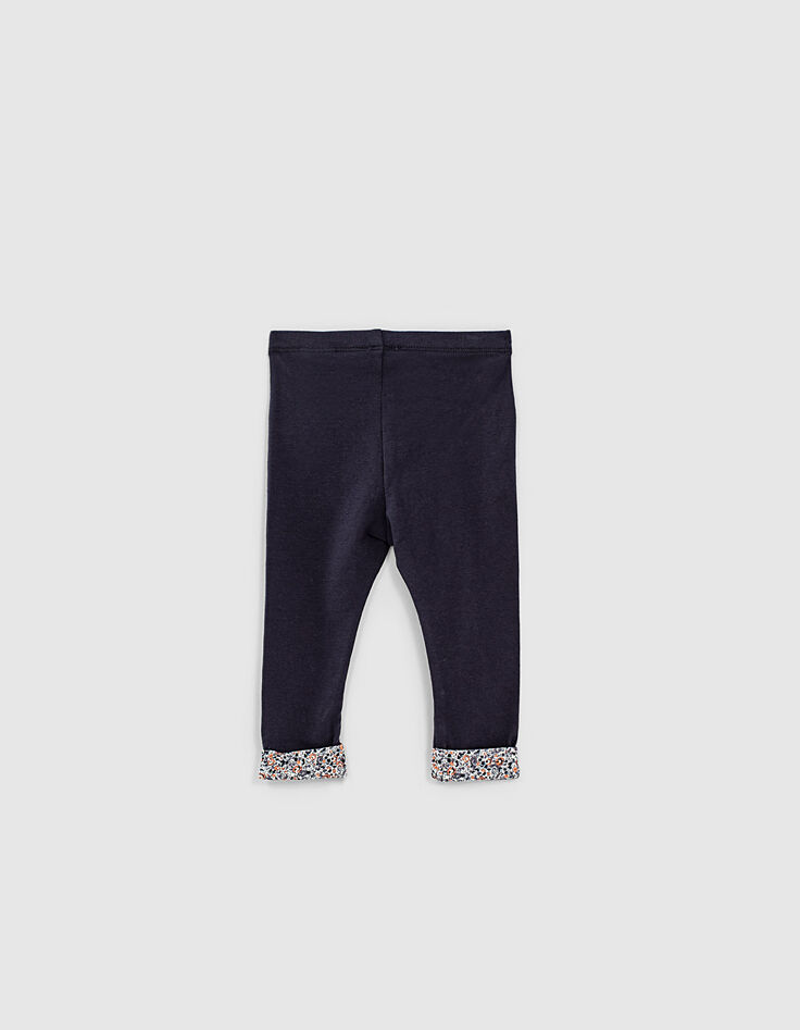 Leggings navy con vuelta de microflores bebé niña-3
