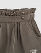 Baby girls’ khaki linen blend paperbag shorts -6