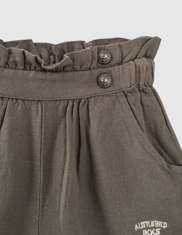 Baby girls’ khaki linen blend paperbag shorts -6