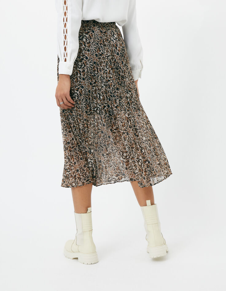 Women’s arabesque print pleated midi skirt-3
