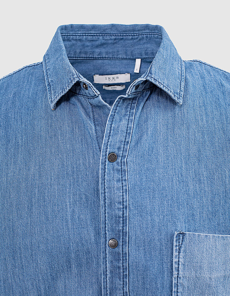 Stone Blue REGULAR-Herrenjeanshemd-4