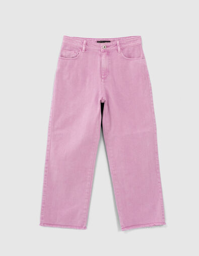 Girls’ violet wide jeans with fringed cuffs - IKKS
