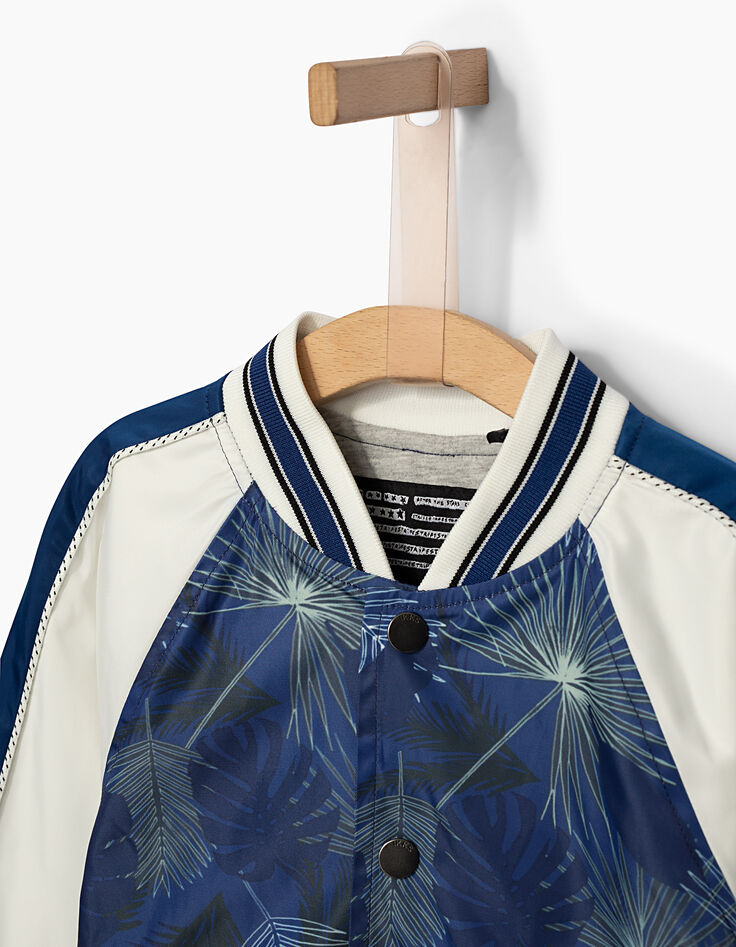 Boys’ dark blue print and white baseball jacket -4 Boys’ dark blue print and white baseball jacket -4
