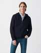 Cardigan marine reliefé à capuche Homme-2