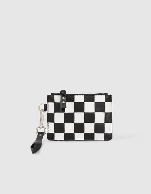 Women’s checkerboard woven leather 1440 Banker card holder