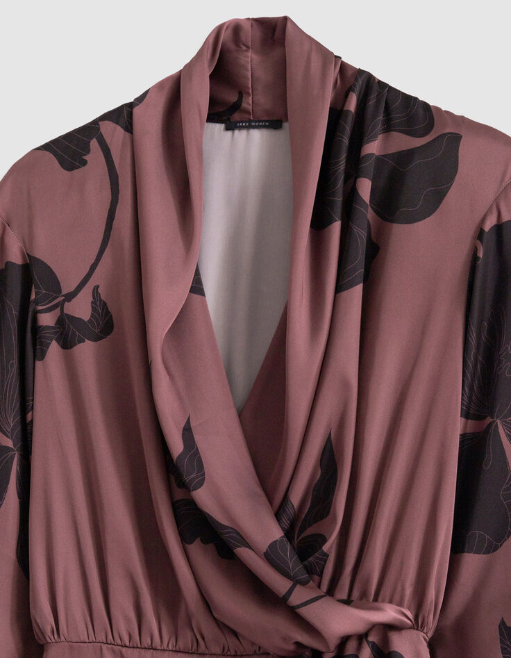 Robe midi bordeaux imprim&eacute; maxi floral Femme-7