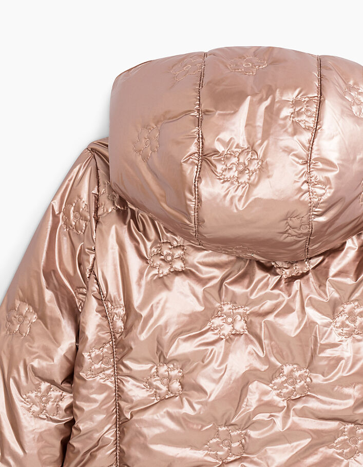 Girls’ off-white and pink gold reversible padded jacket - IKKS