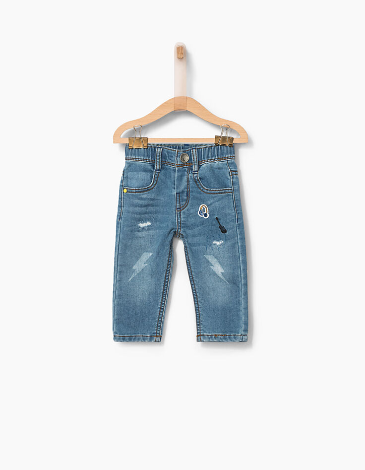 Vaquero stone blue con parches bebé niño -1