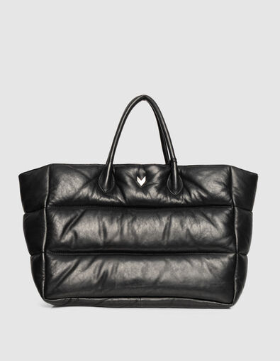 Cabas noir cuir matelassé Femme - IKKS