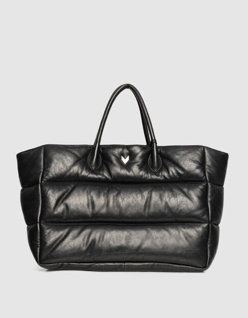 Cabas noir cuir matelassé Femme - IKKS