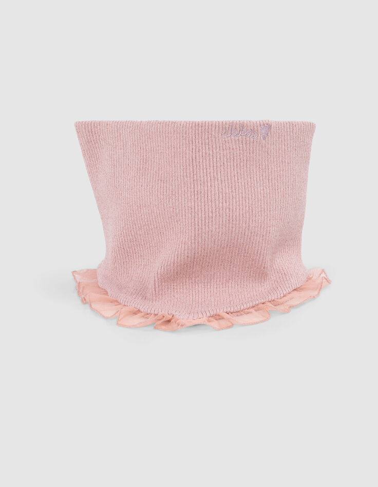 Pink knitted recycled snood for girls-2