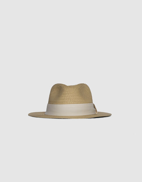Beige hoed stro-effect met ecru bies - IKKS