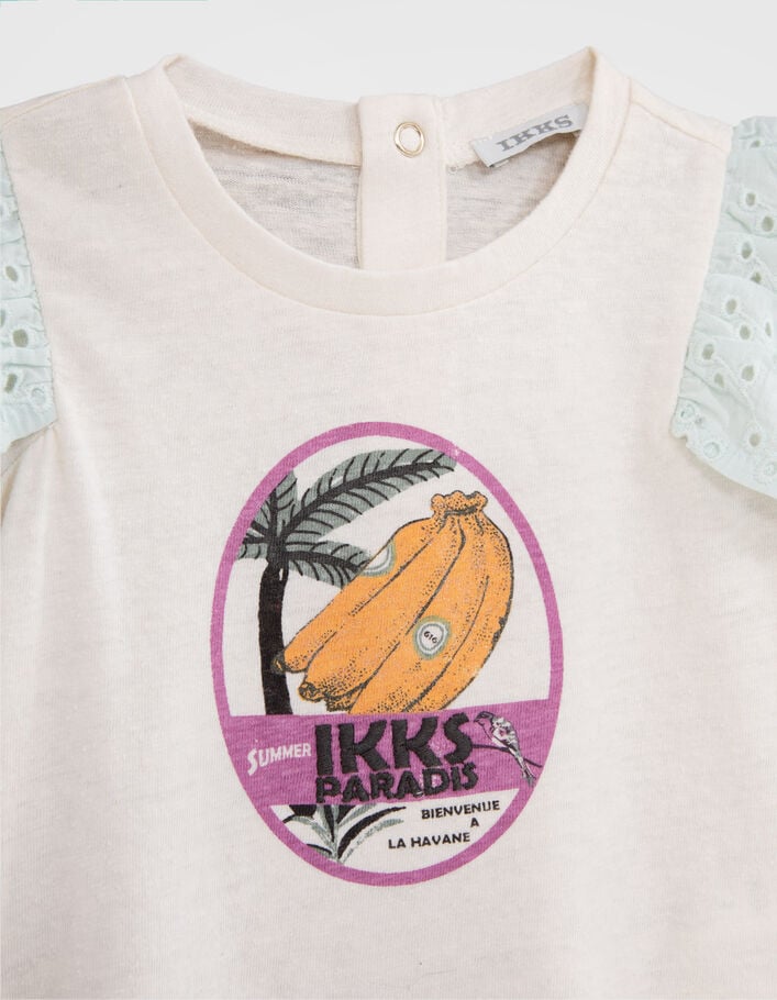 Camiseta color crudo plátanos y palmera bebé niña - IKKS
