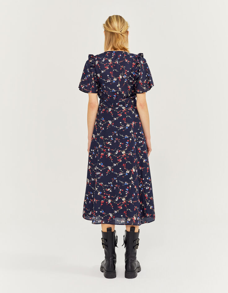 Robe midi viscose et soie imprimé fleurs de cerisier femme-3