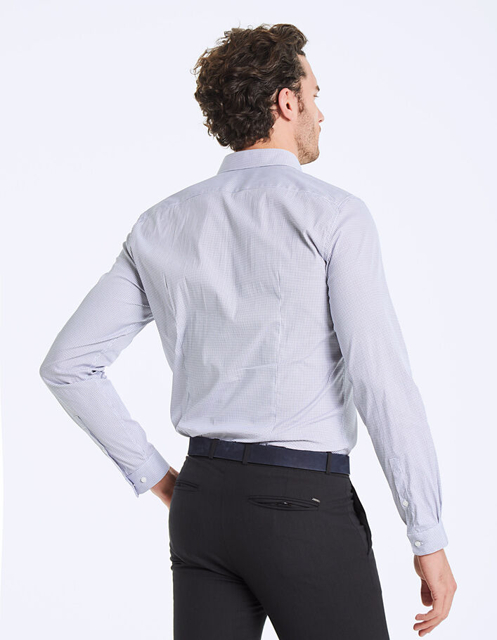 Marineblaues Slim-Herrenhemd mit dezentem Print Easy Care - IKKS