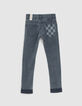 Jean skinny blue grey damier poche dos garçon-4