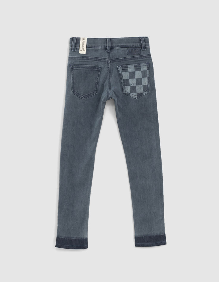 Jean skinny blue grey damier poche dos garçon-4